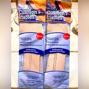 2 Pairs Allary Womens Cushion Insoles One Size Fits All Up to Size 10